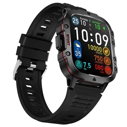 John Maria QXII 1.96 inch Latest BT Calling with 100+ Sports Features, Health Tracker, 420 mAh Long Battery, AI Voice Assistant Unisex Smart Watch
